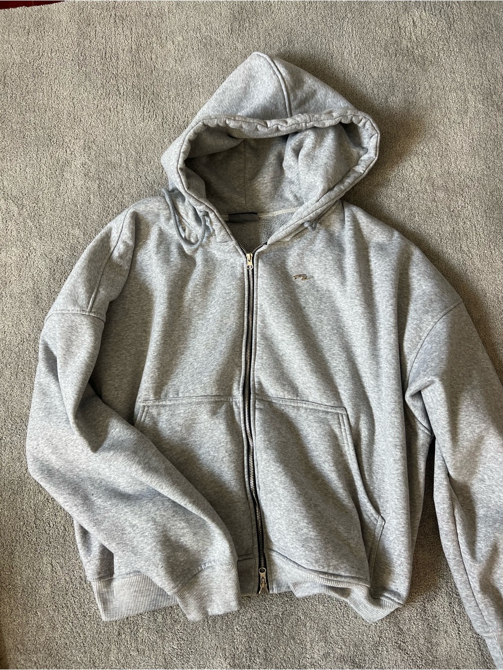Light Gray Full-Zip Hooded Sweatshirt